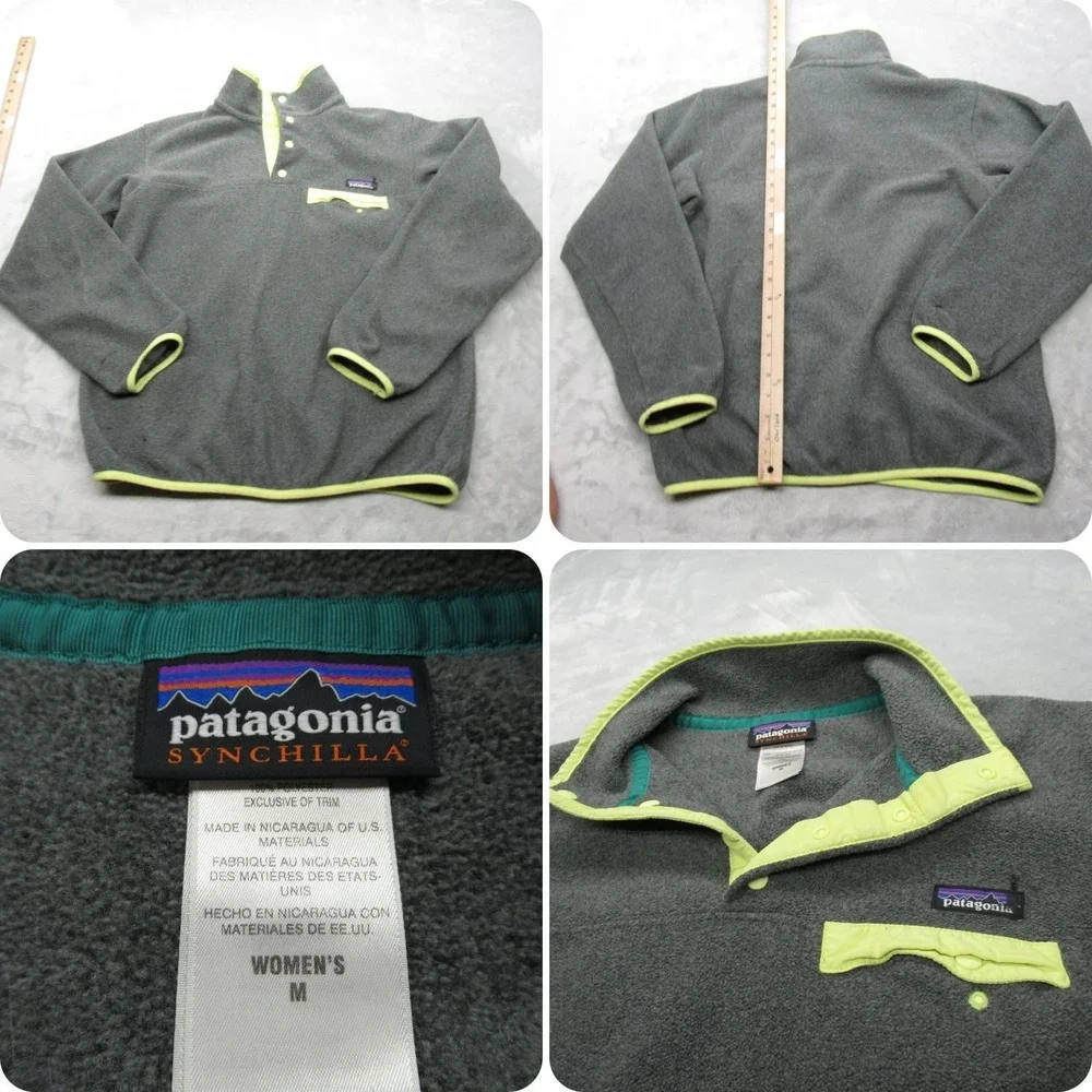 Patagonia Sweathirt Womens Medium Gray Lightweight Synchilla Snap-T Fleece READ - Picture 1 of 15